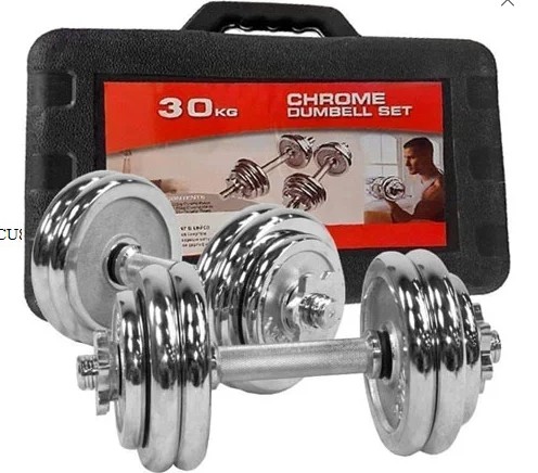 30kg Adjustable Chrome Dumbbell Set with Anti-Slip Grips & Carry Case