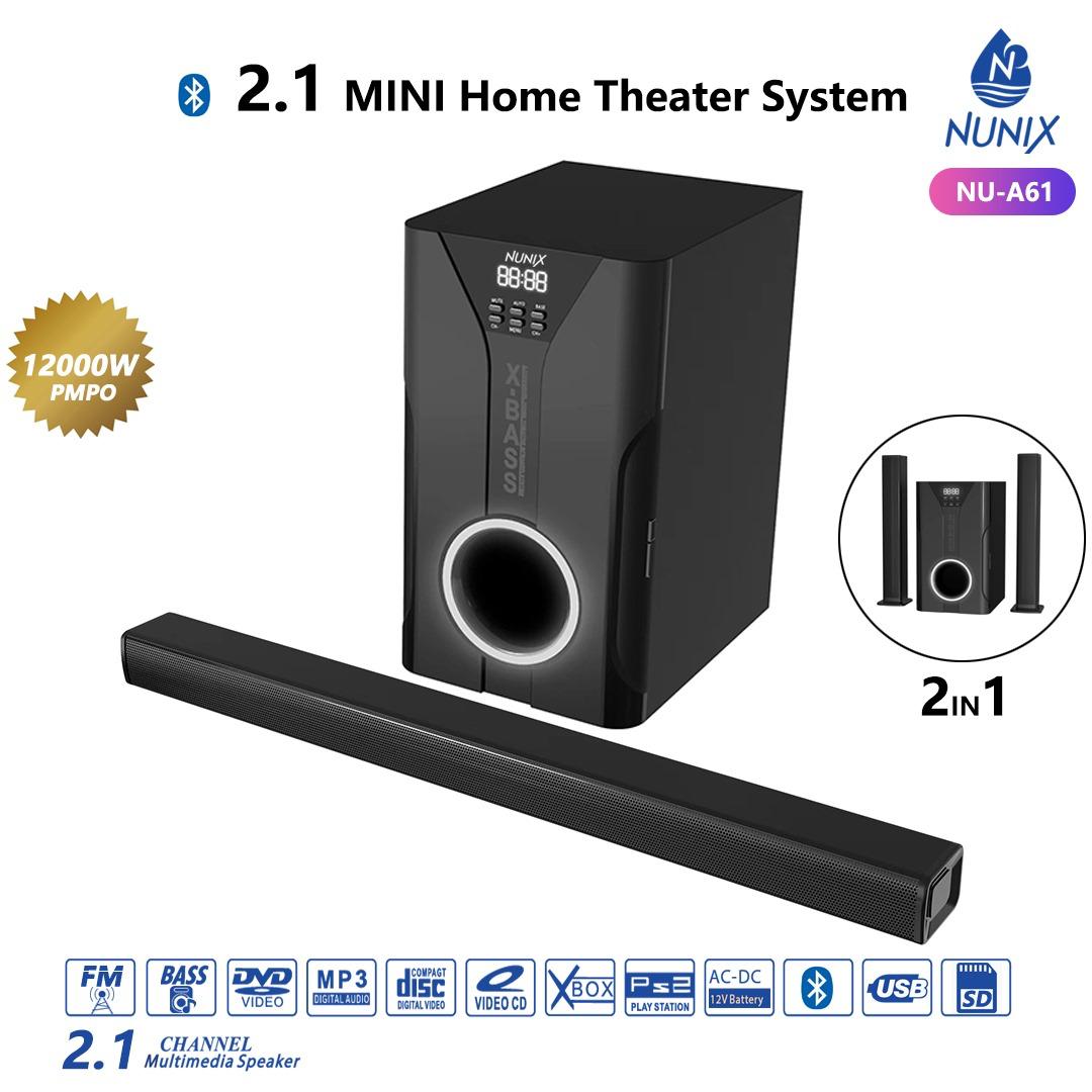 Nunix NU-A61 2.1 Channel Sound Bar Home Theater System – Bluetooth, USB & Super Bass
