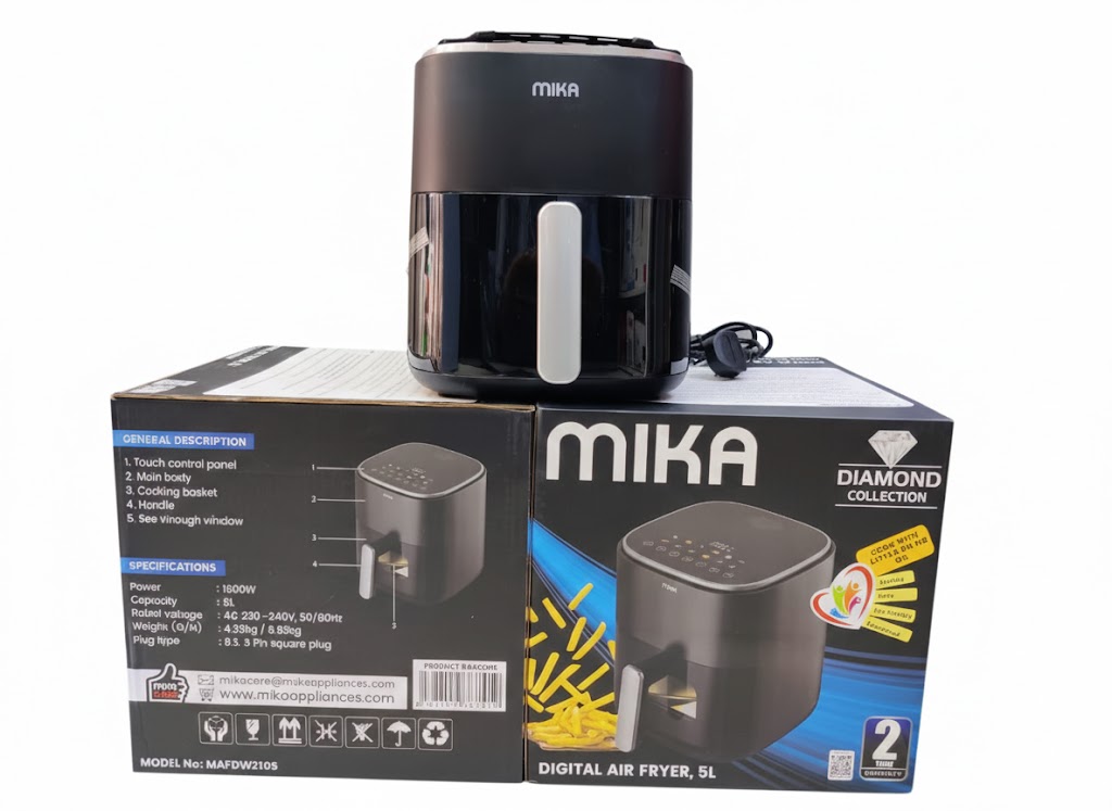 Mika MAFDW2105 5L Digital Air Fryer – 1500W, Touch Control, See-Through Window