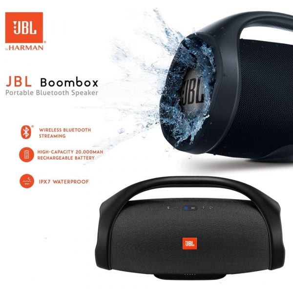 JBL Boombox Portable Bluetooth Speaker – Powerful Bass, IPX7 Waterproof, Long Battery Life Outdoor Speaker